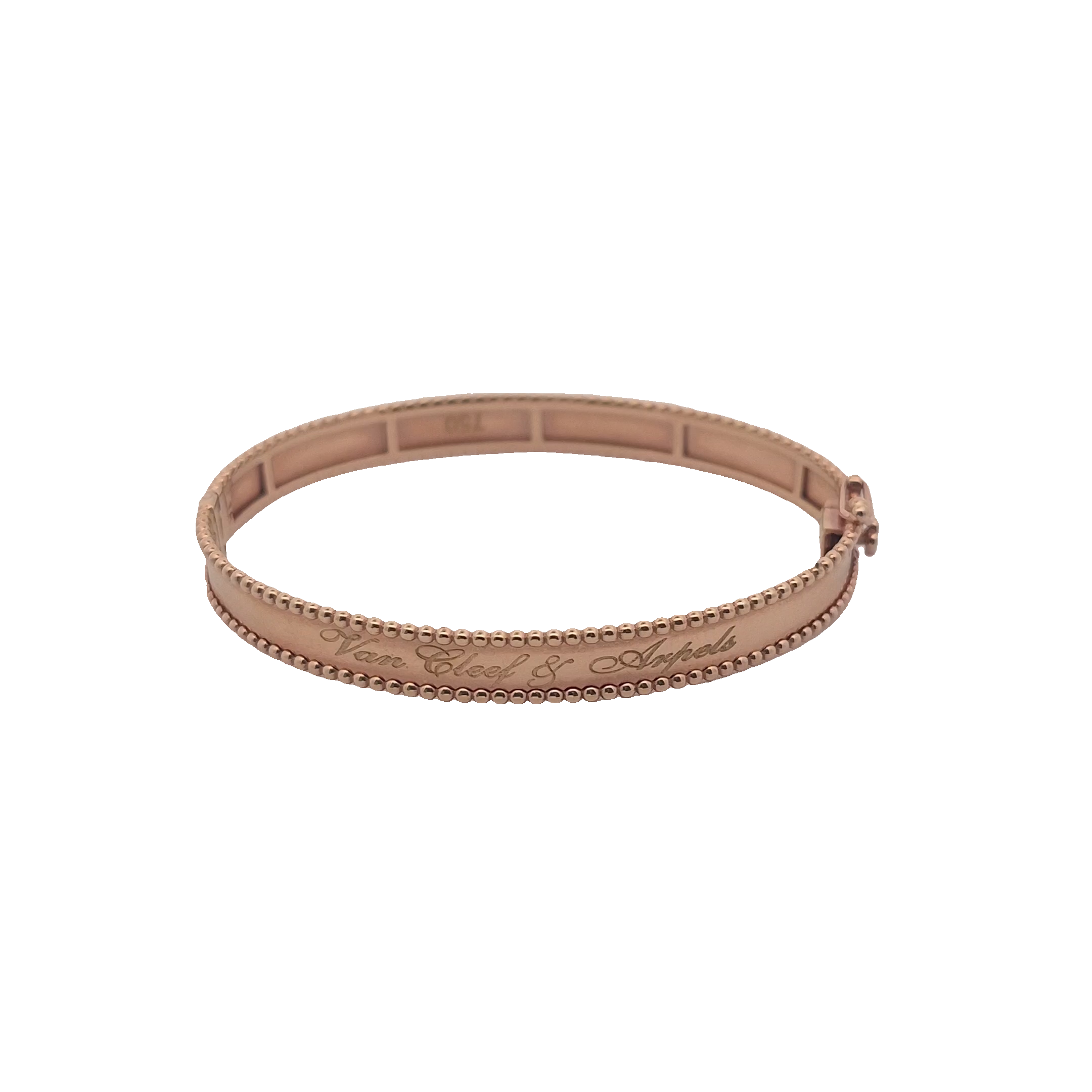 Top Quality Beaded Edge Bangle, 18K Rose Gold, view 4