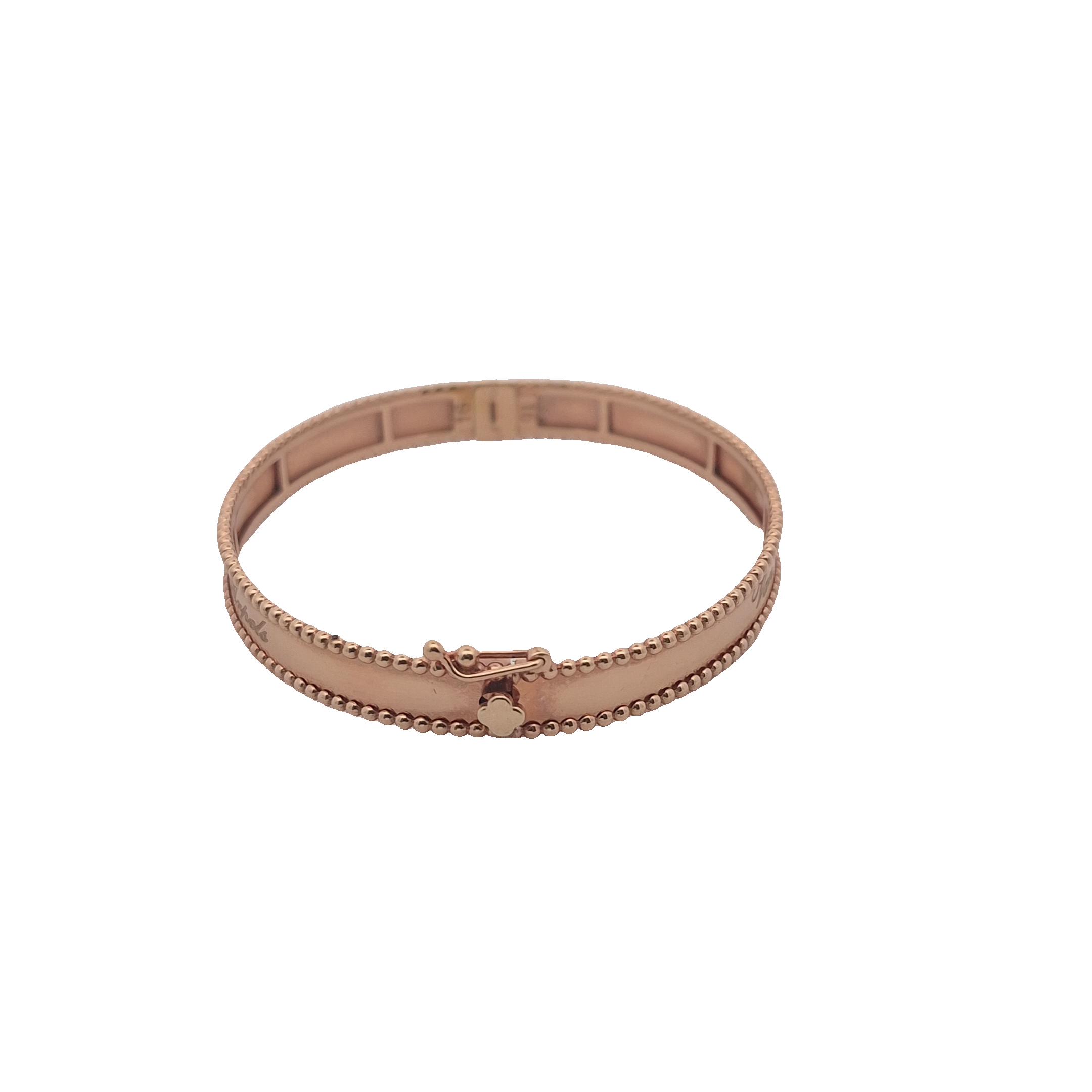Top Quality Beaded Edge Bangle, 18K Rose Gold, view 3