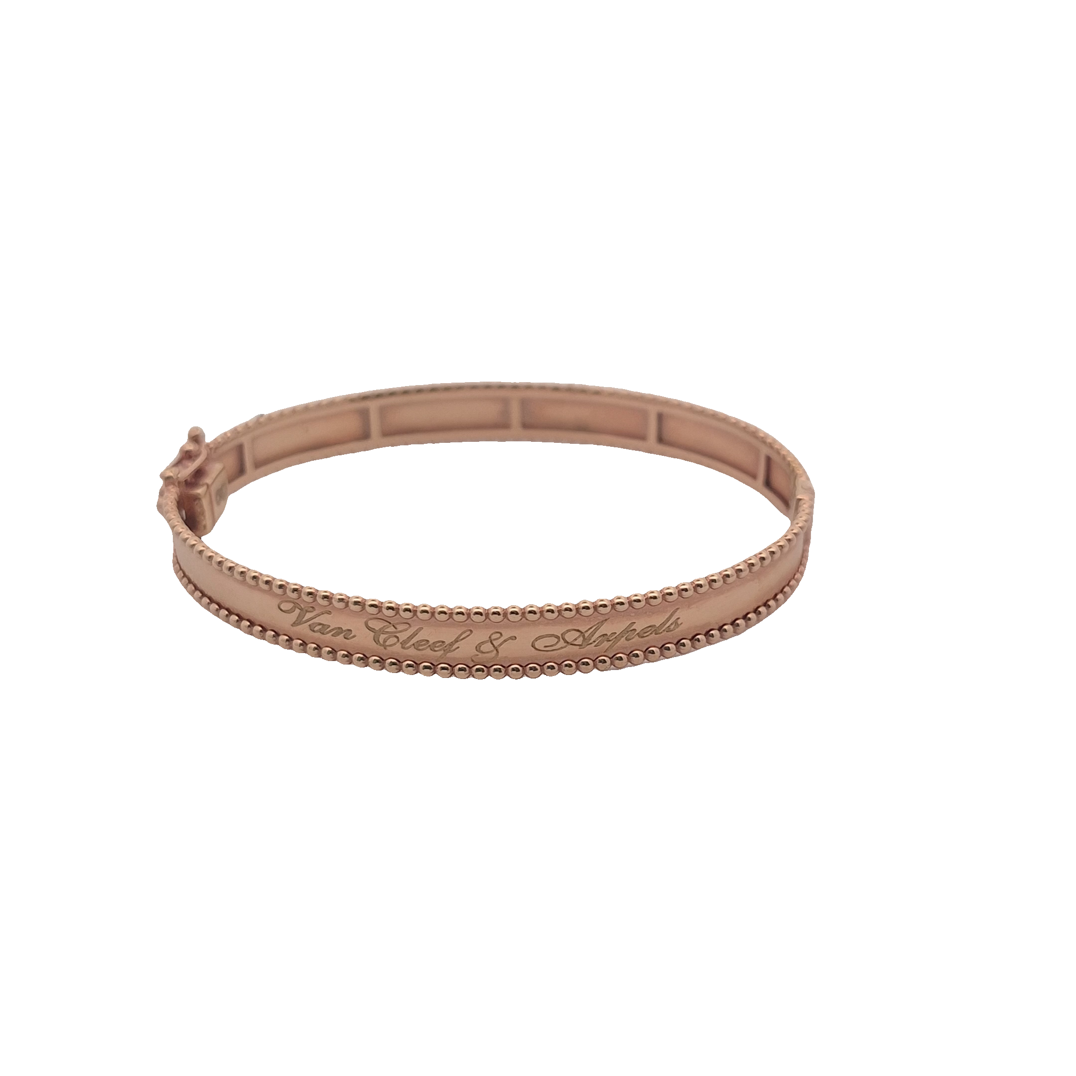 Top Quality Beaded Edge Bangle, 18K Rose Gold, view 1