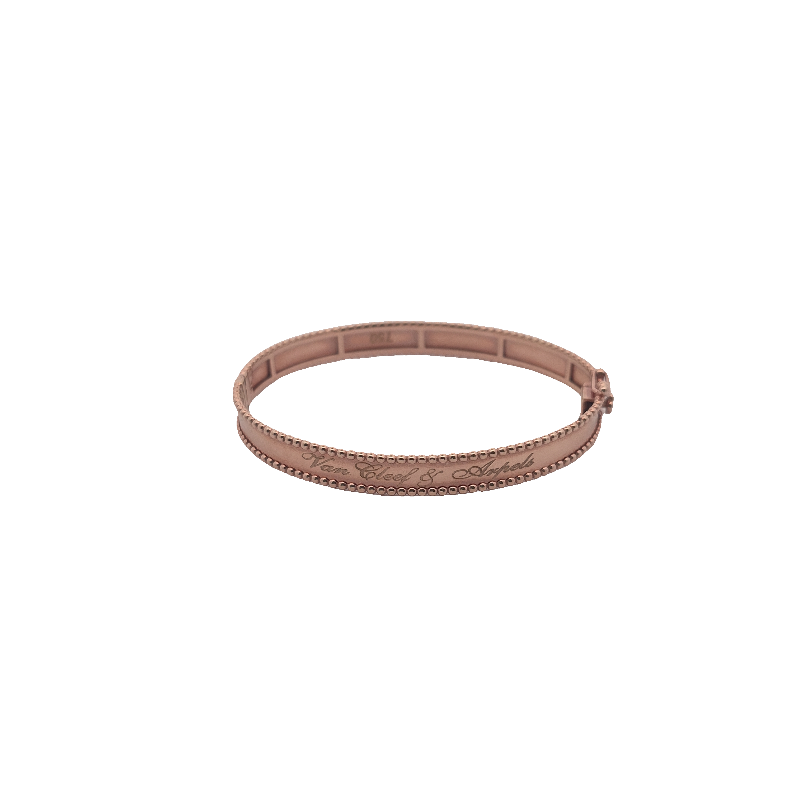 Top Quality Beaded Edge Bangle, 18K Rose Gold, view 5