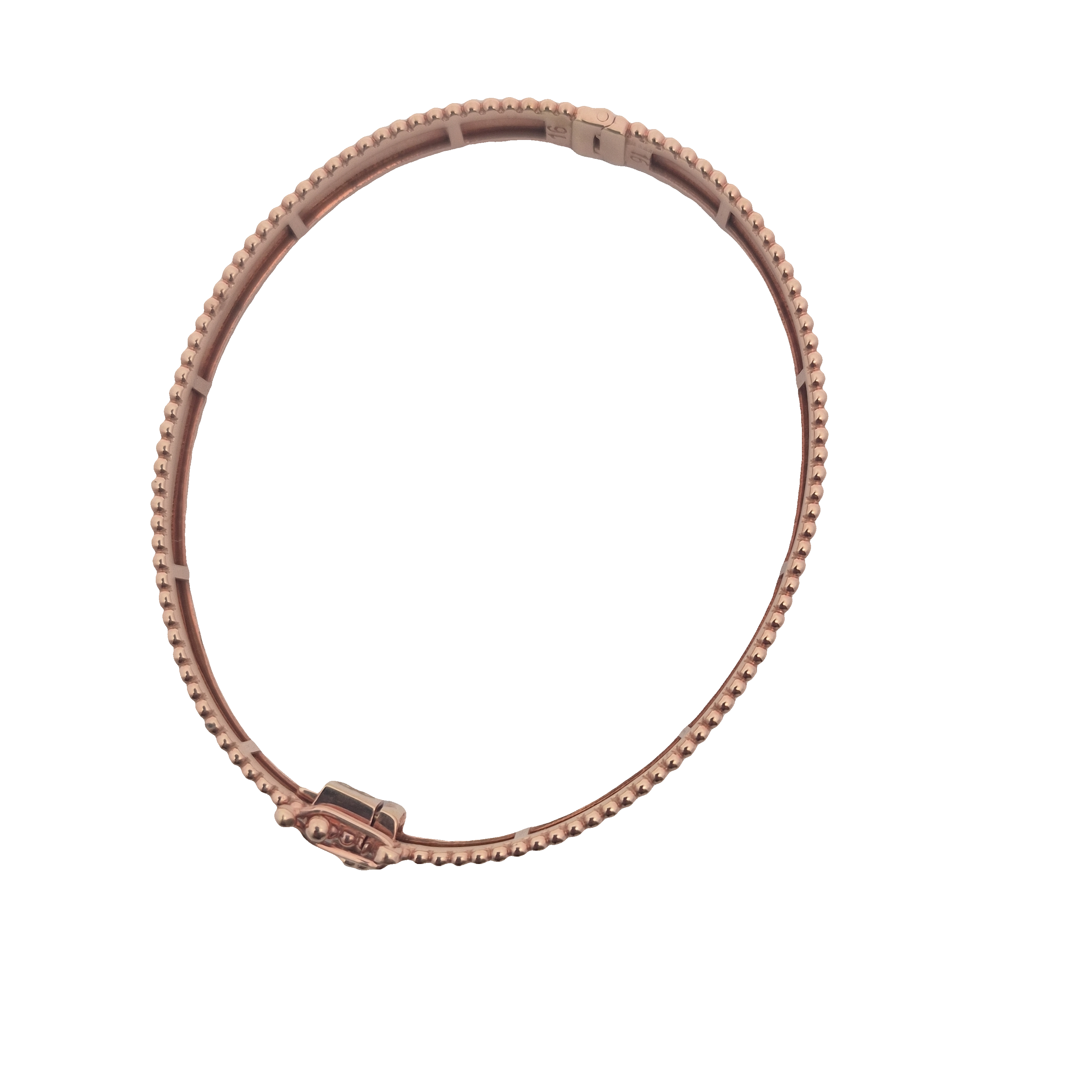 Top Quality Beaded Edge Bangle, 18K Rose Gold, view 7