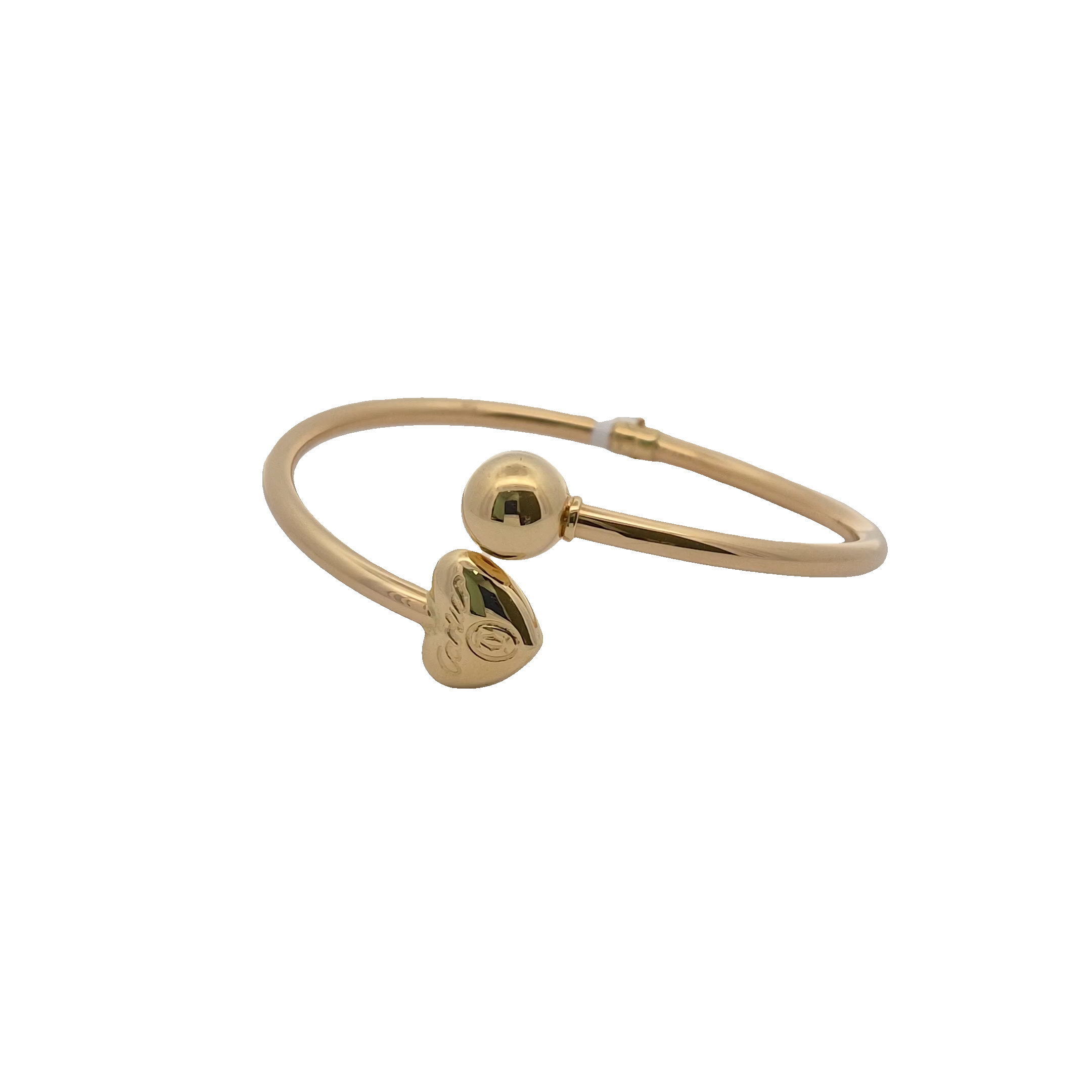Top Quality Open Bangle with Heart and Bead Ends