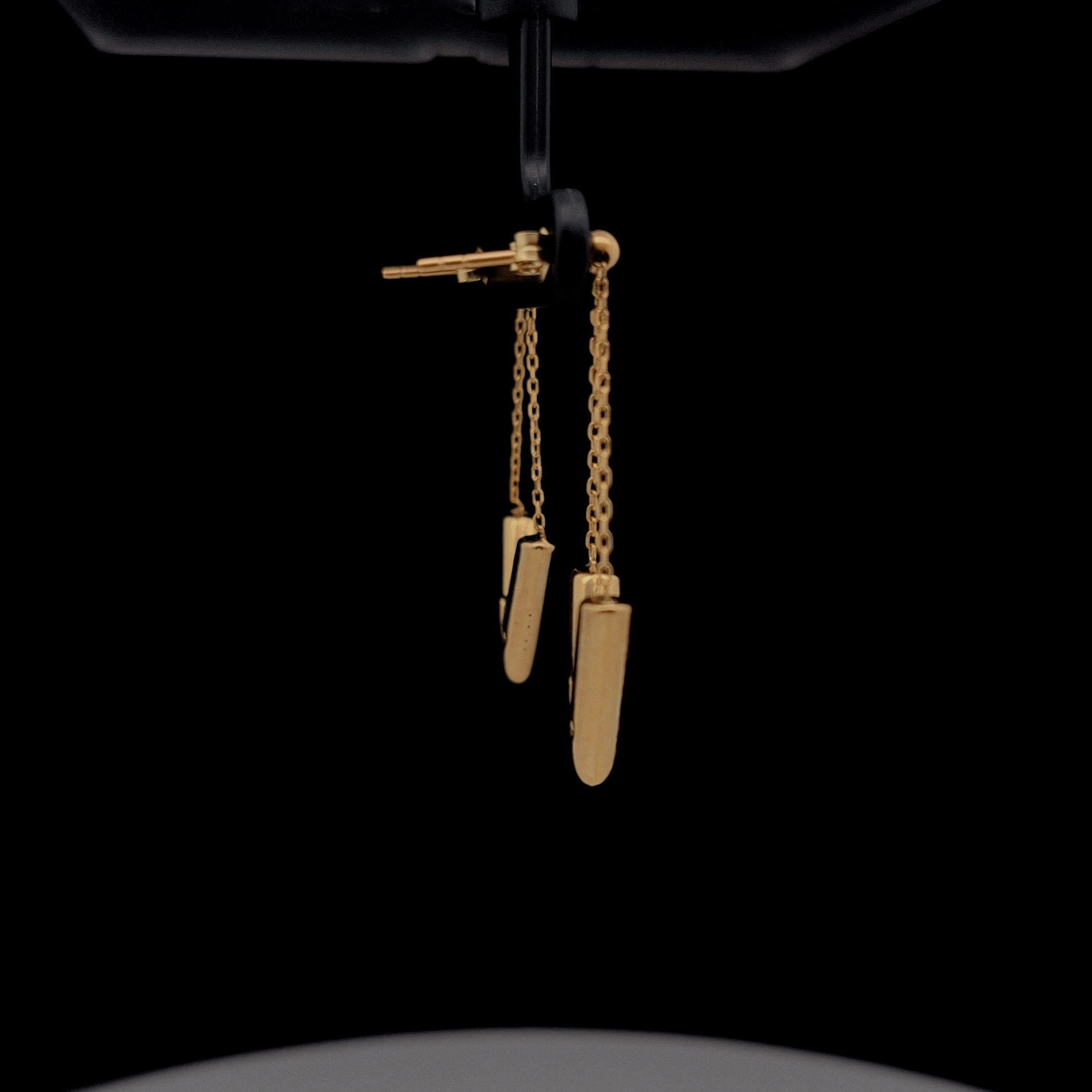 Top Quality 18k V-Motif Chain Dangle Earrings, 18K Standard Yellow Gold, view 2