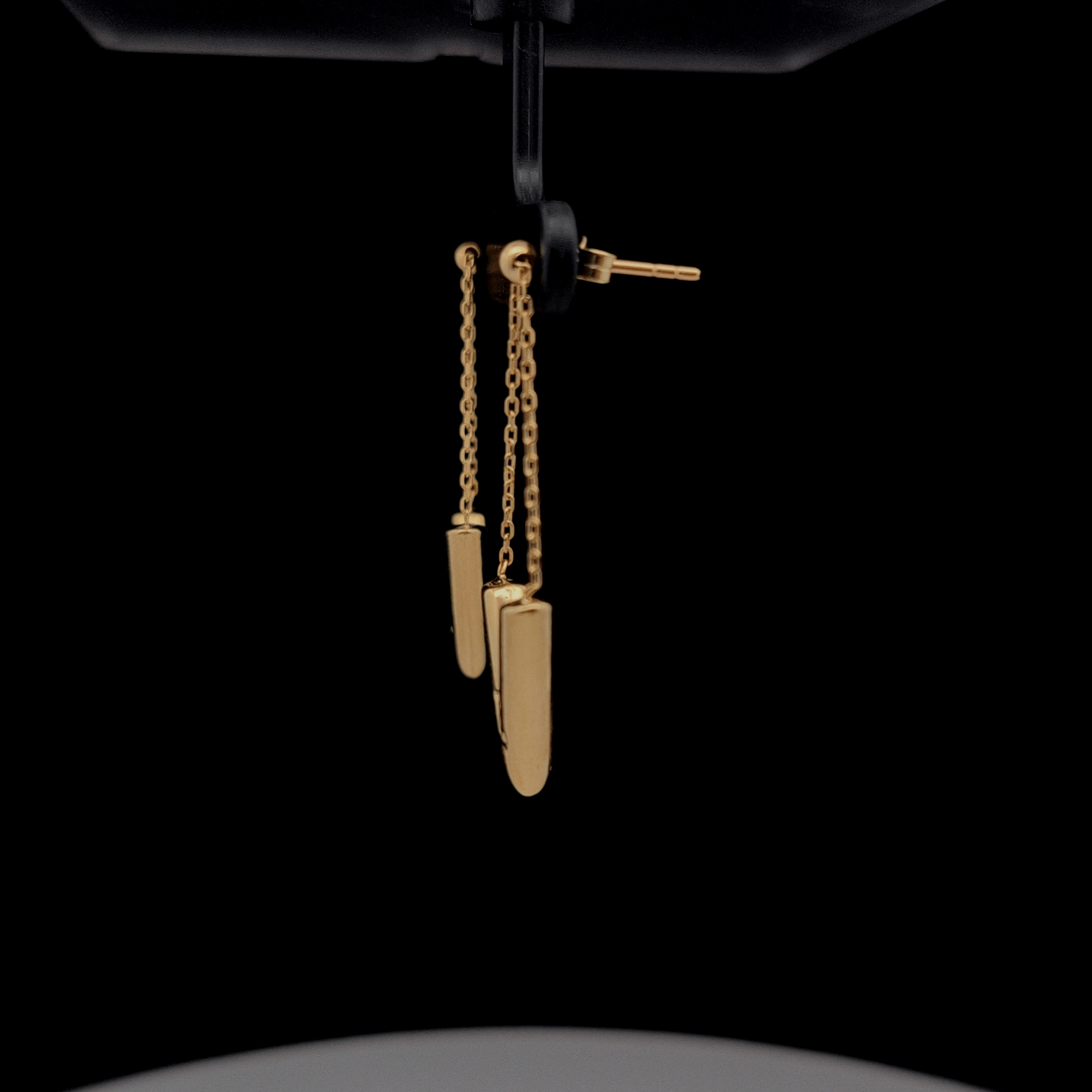 Top Quality 18k V-Motif Chain Dangle Earrings, 18K Standard Yellow Gold, view 3