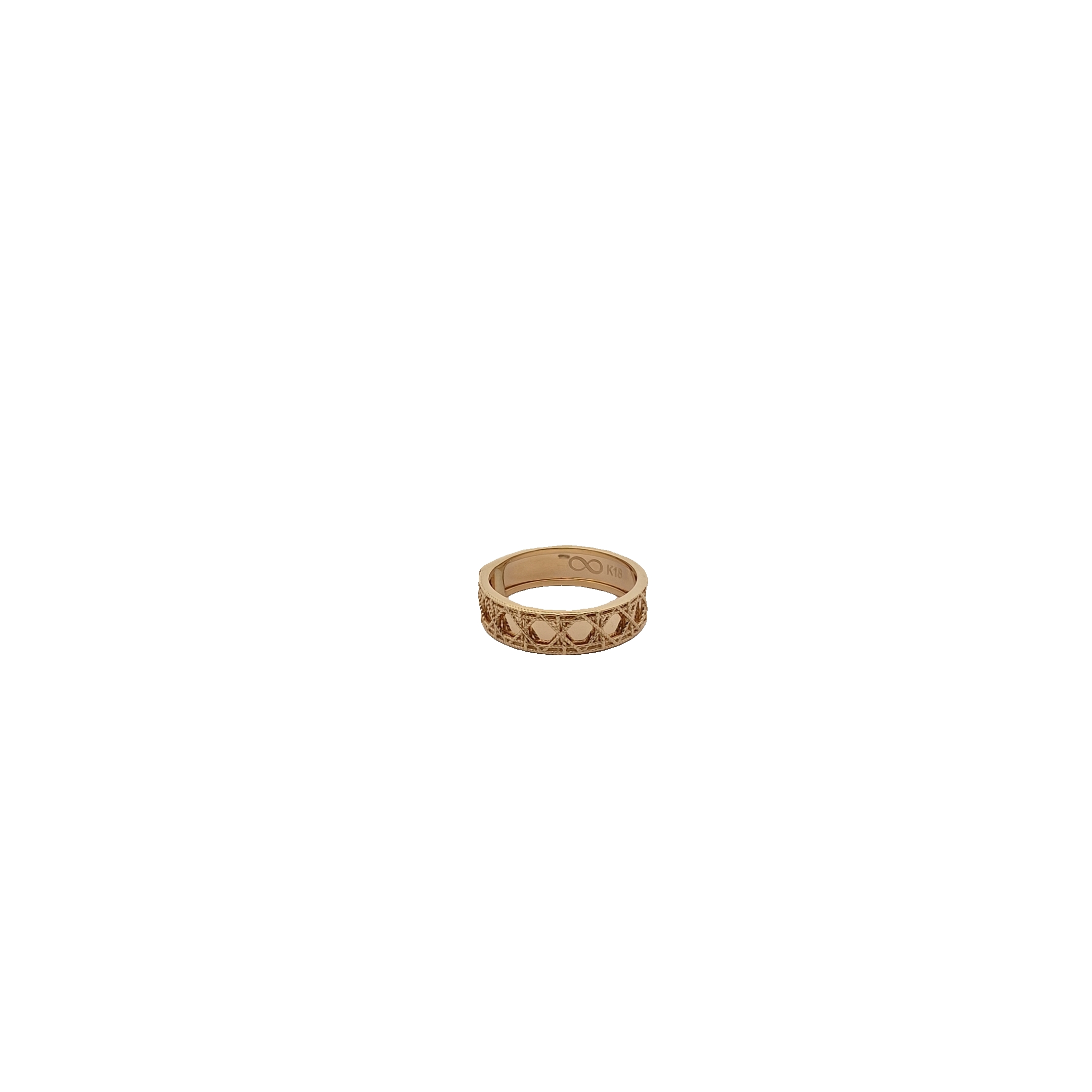 Top Quality Geometric Pattern Band Ring, 18K Standard Yellow Gold, view 3
