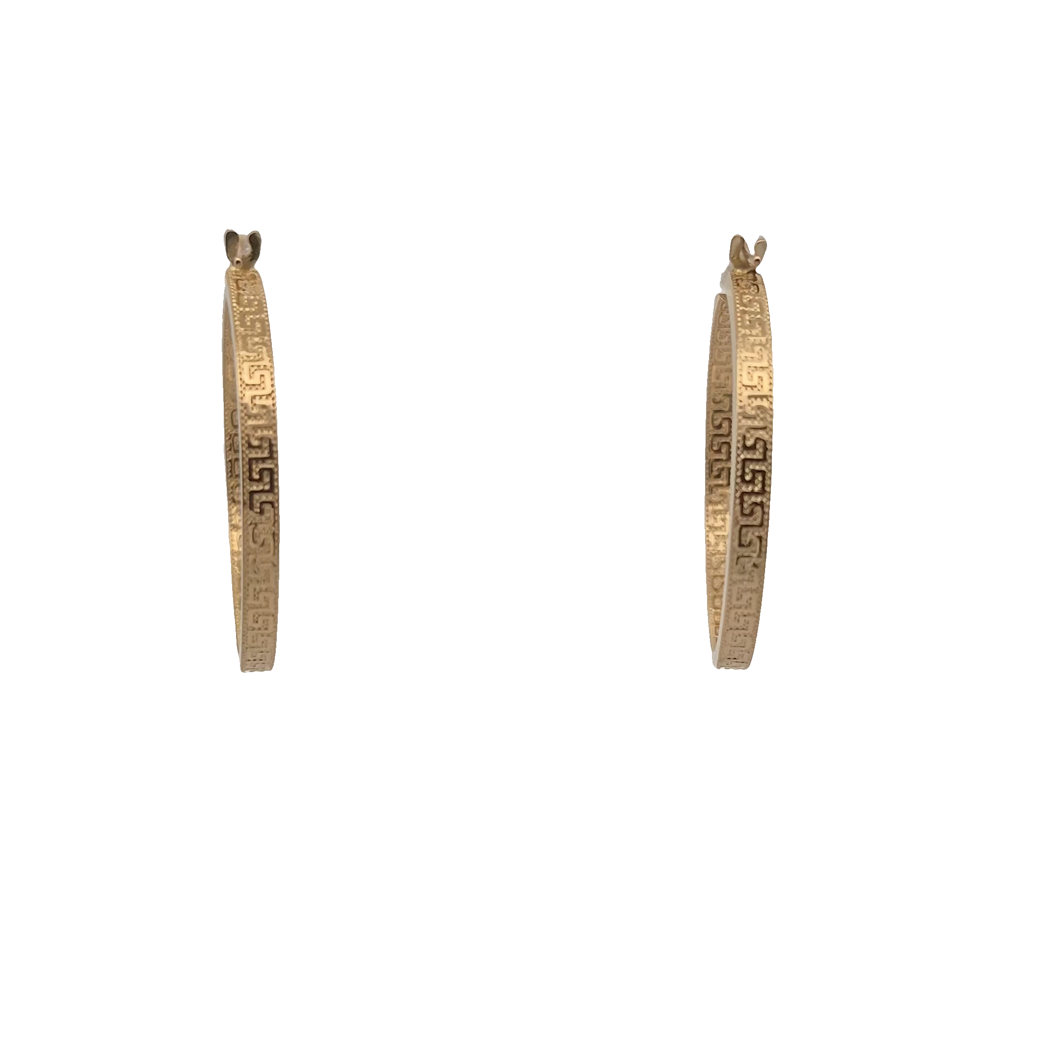 Top Quality 18k Greek Key Pattern Earrings, 18K Standard Yellow Gold, view 2
